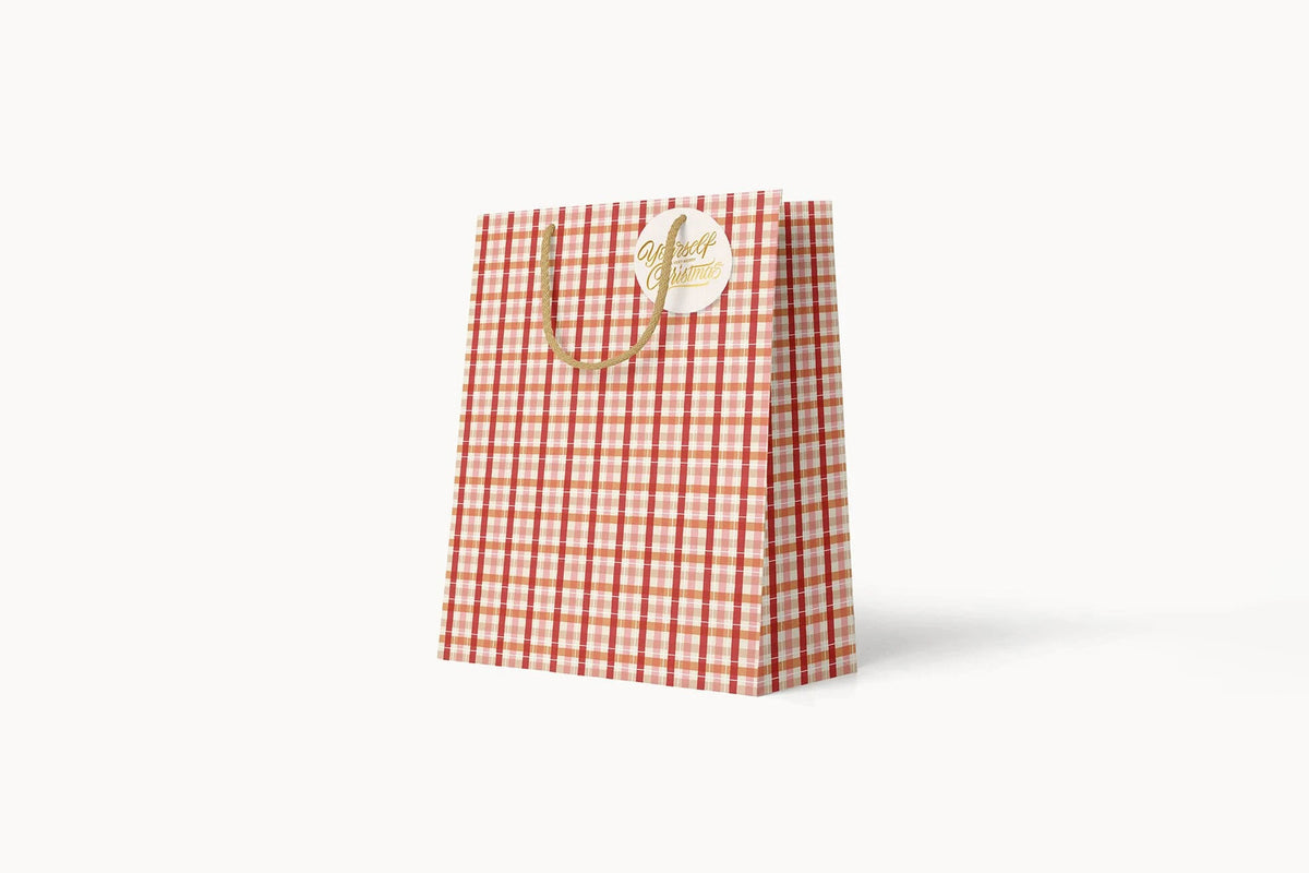 Bespoke Letterpress Small Gift Bag - Christmas Tartan Flywheel Stationery Tasmania