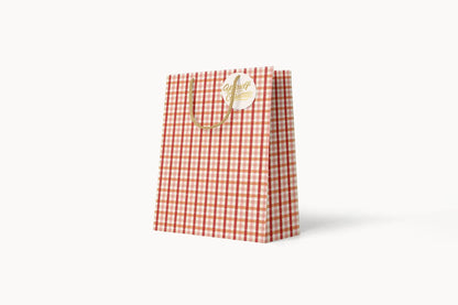 Bespoke Letterpress Small Gift Bag - Christmas Tartan Flywheel Stationery Tasmania