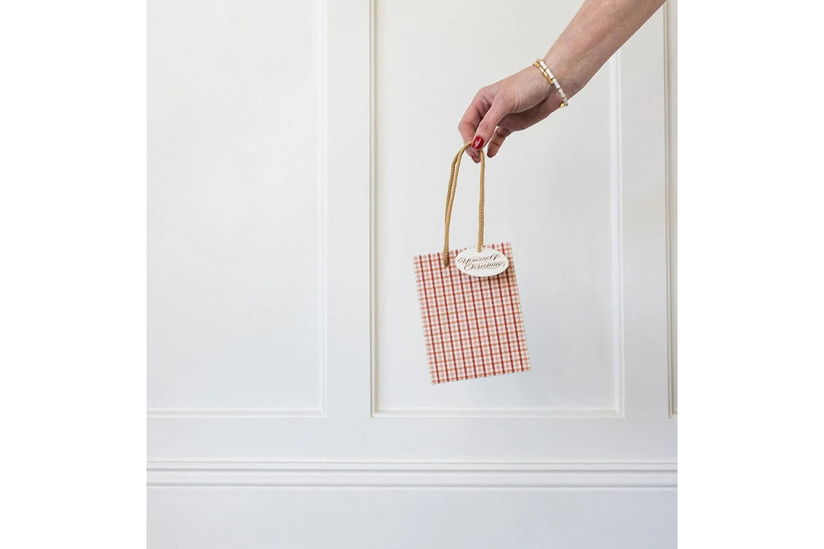 Bespoke Letterpress Small Gift Bag - Christmas Tartan Flywheel Stationery Tasmania