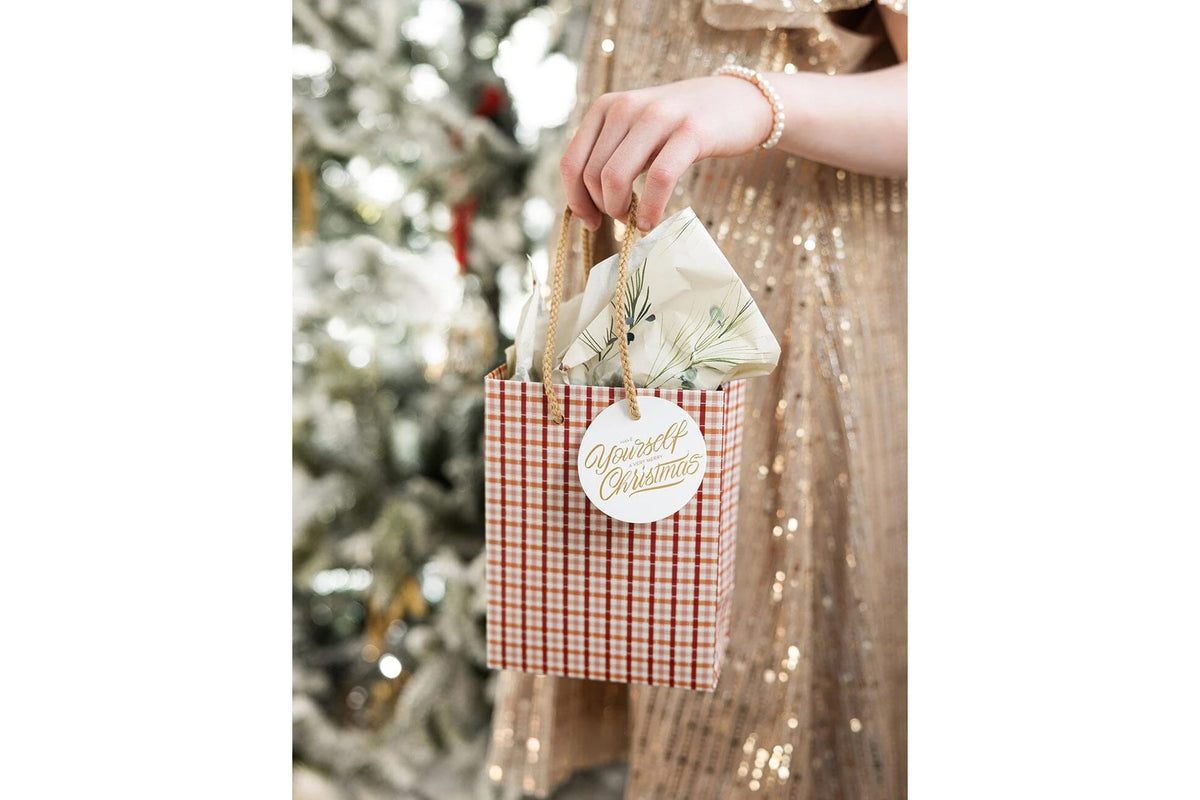 Bespoke Letterpress Small Gift Bag - Christmas Tartan Flywheel Stationery Tasmania