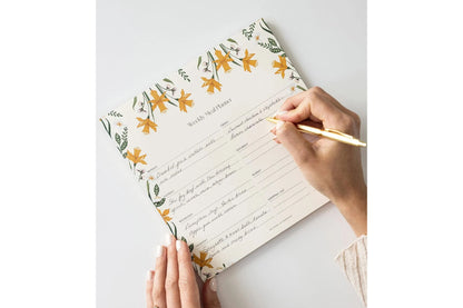 Bespoke Letterpress Meal Planner Notepad - Daffodil Flywheel Stationery Tasmania