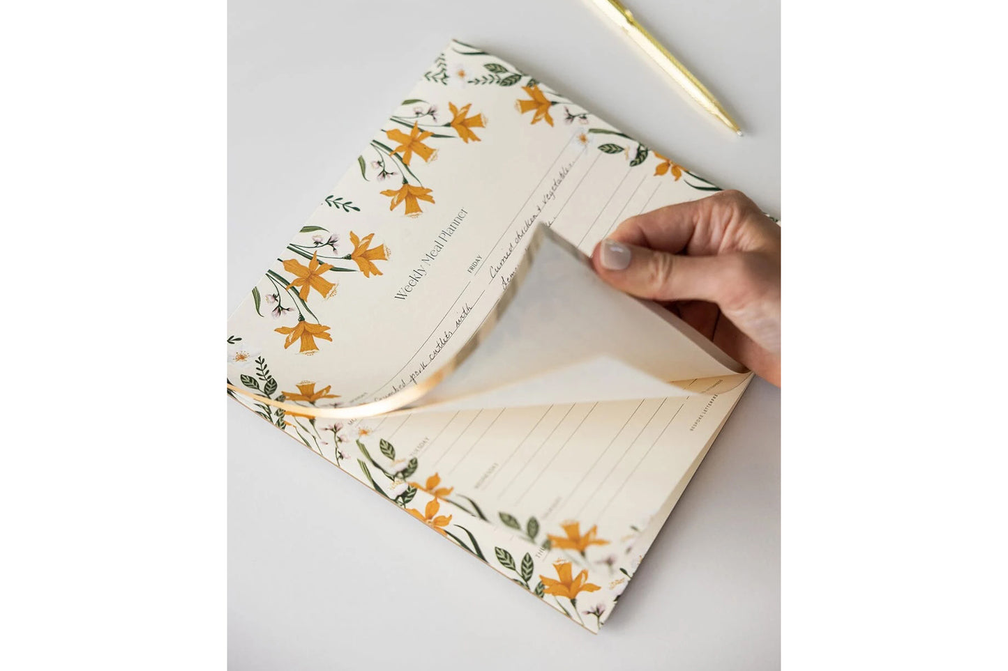 Bespoke Letterpress Meal Planner Notepad - Daffodil Flywheel Stationery Tasmania