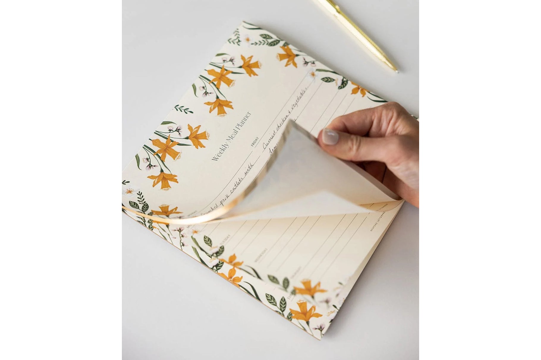 Bespoke Letterpress Meal Planner Notepad - Daffodil Flywheel Stationery Tasmania