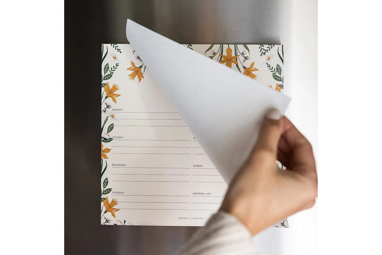 Bespoke Letterpress Meal Planner Notepad - Daffodil Flywheel Stationery Tasmania