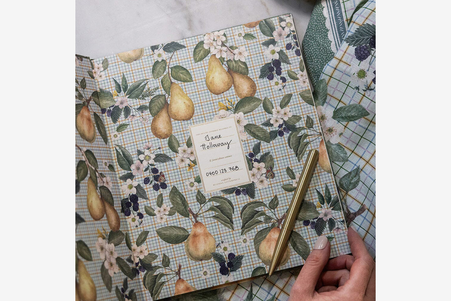 Bespoke Letterpress Heirloom Recipe Book Journal - Pears | Flywheel | Stationery | Tasmania