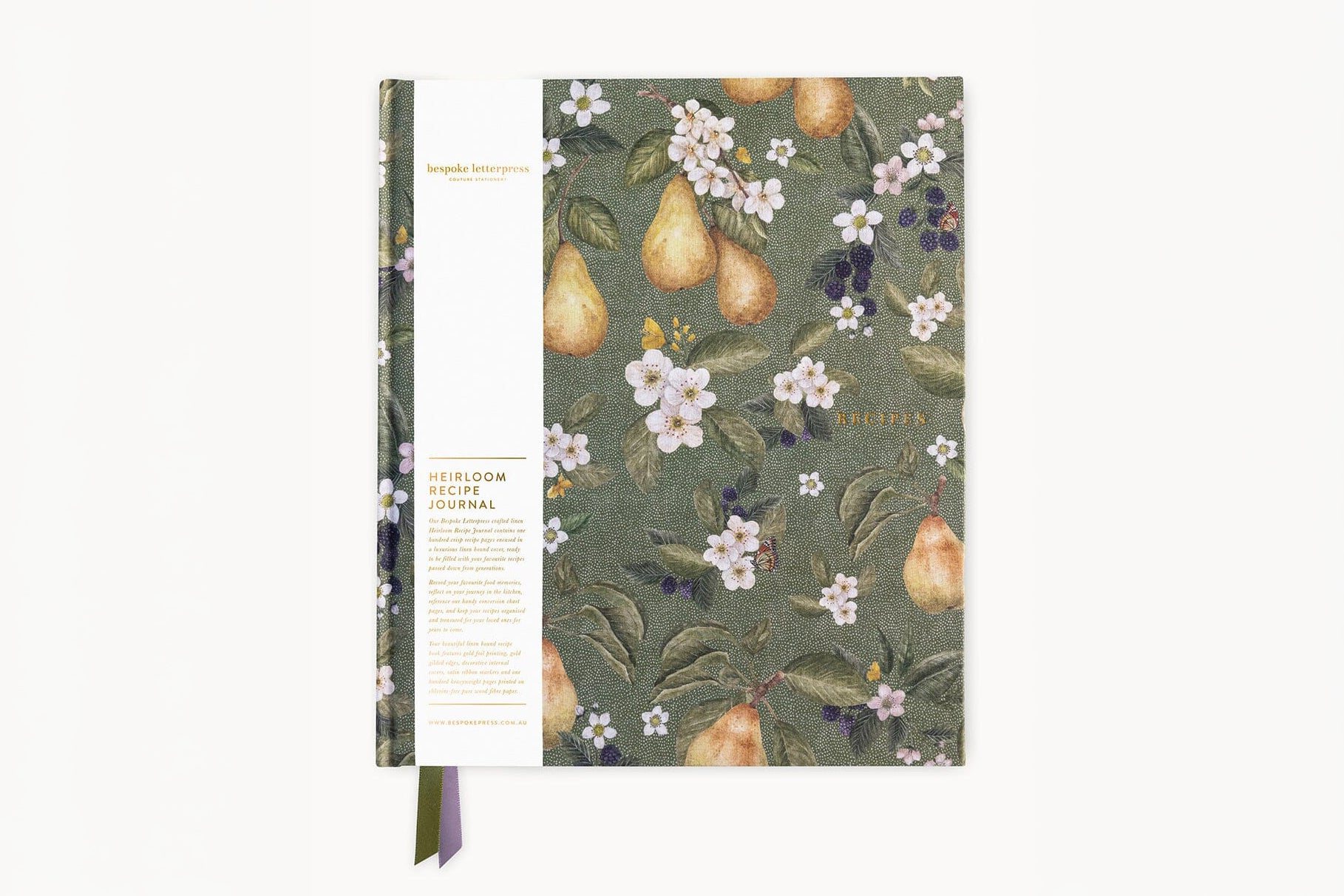 Bespoke Letterpress Heirloom Recipe Book Journal - Pears | Flywheel | Stationery | Tasmania