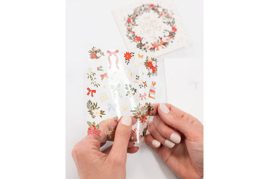 Bespoke Letterpress Sticker Collection - Christmas Bows & Florals Flywheel Stationery Tasmania