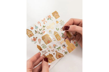 Bespoke Letterpress Sticker Collection - Gingerbread Houses Flywheel Stationery Tasmania