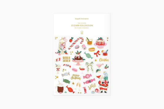 Bespoke Letterpress Sticker Collection - Christmas Sweets Flywheel Stationery Tasmania