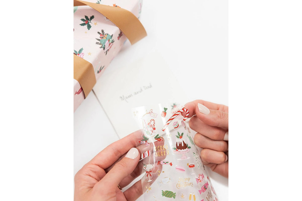 Bespoke Letterpress Sticker Collection - Christmas Sweets Flywheel Stationery Tasmania