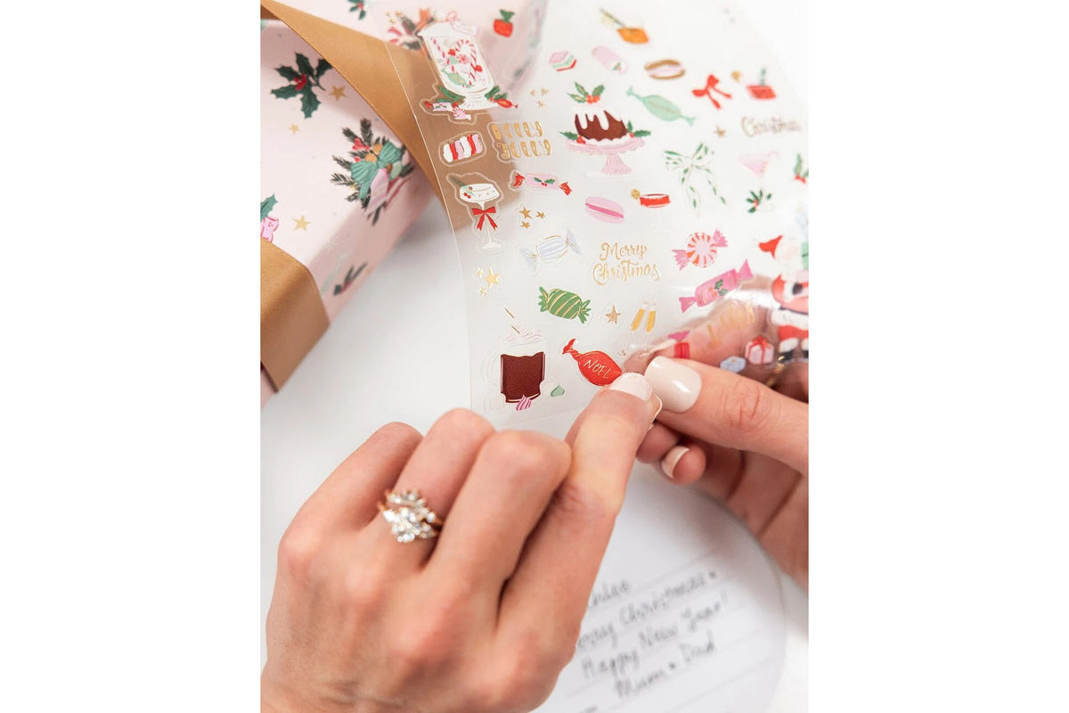 Bespoke Letterpress Sticker Collection - Christmas Sweets Flywheel Stationery Tasmania