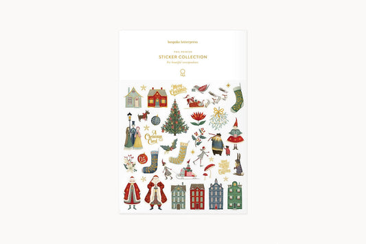 Bespoke Letterpress Sticker Collection - The Christmas Village Flywheel Stationery Tasmania