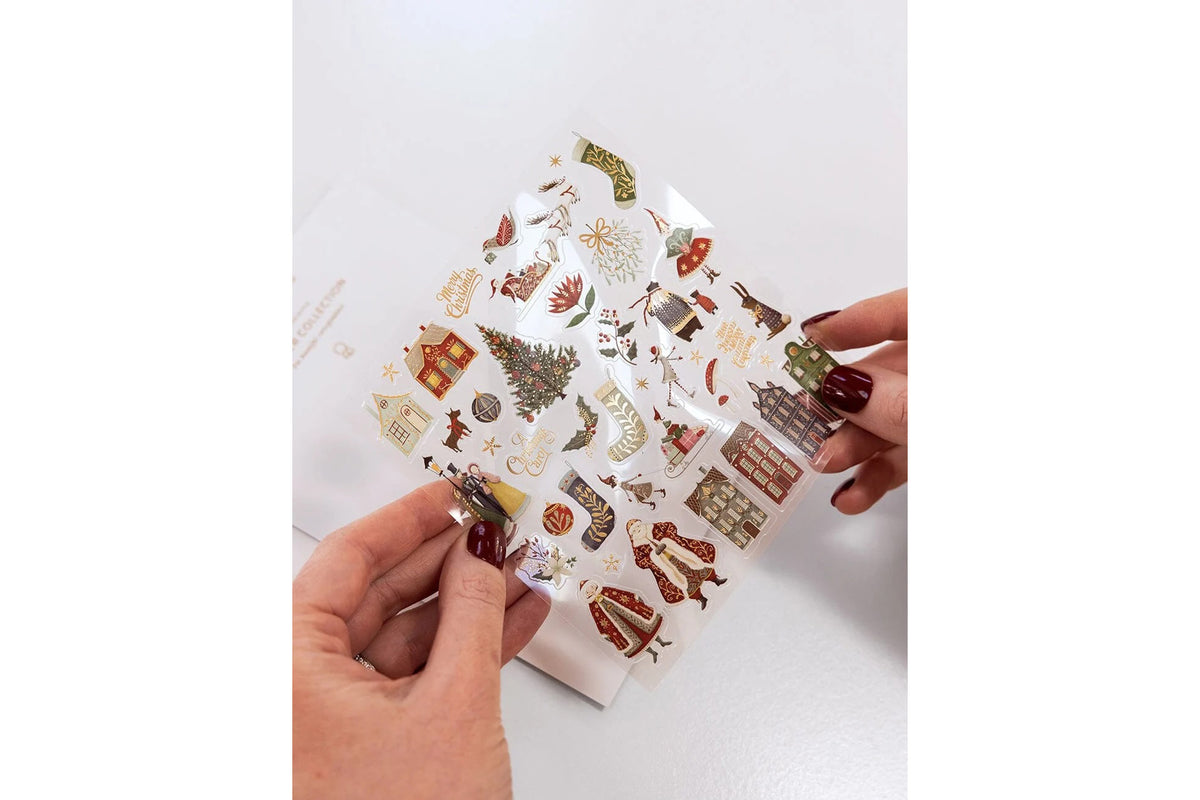 Bespoke Letterpress Sticker Collection - The Christmas Village Flywheel Stationery Tasmania