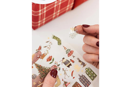 Bespoke Letterpress Sticker Collection - The Christmas Village Flywheel Stationery Tasmania