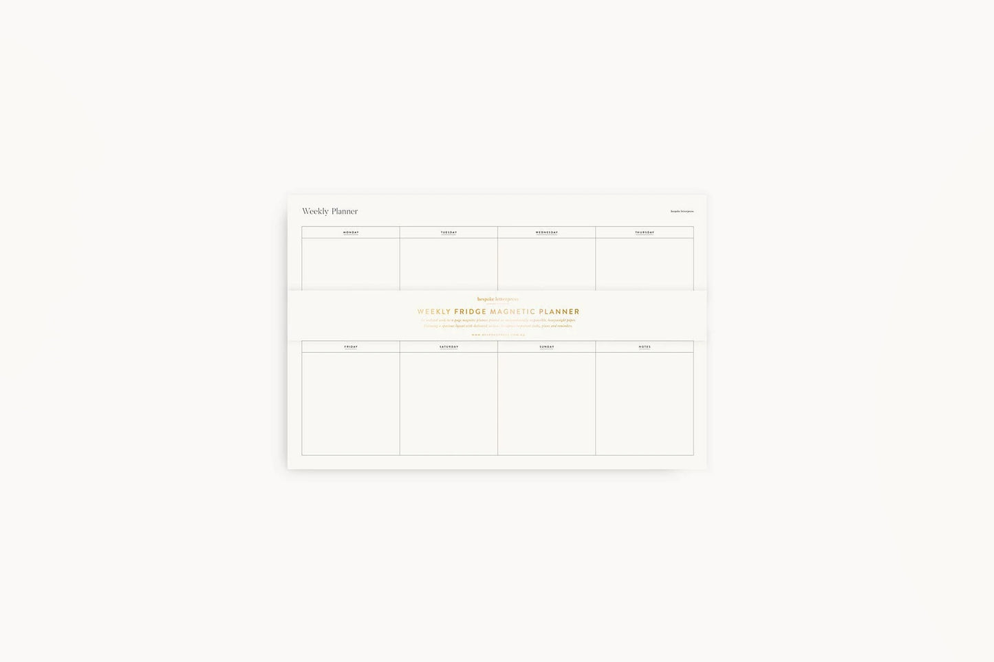 Bespoke Letterpress Weekly Fridge Magnetic Planner Flywheel Stationery Tasmania