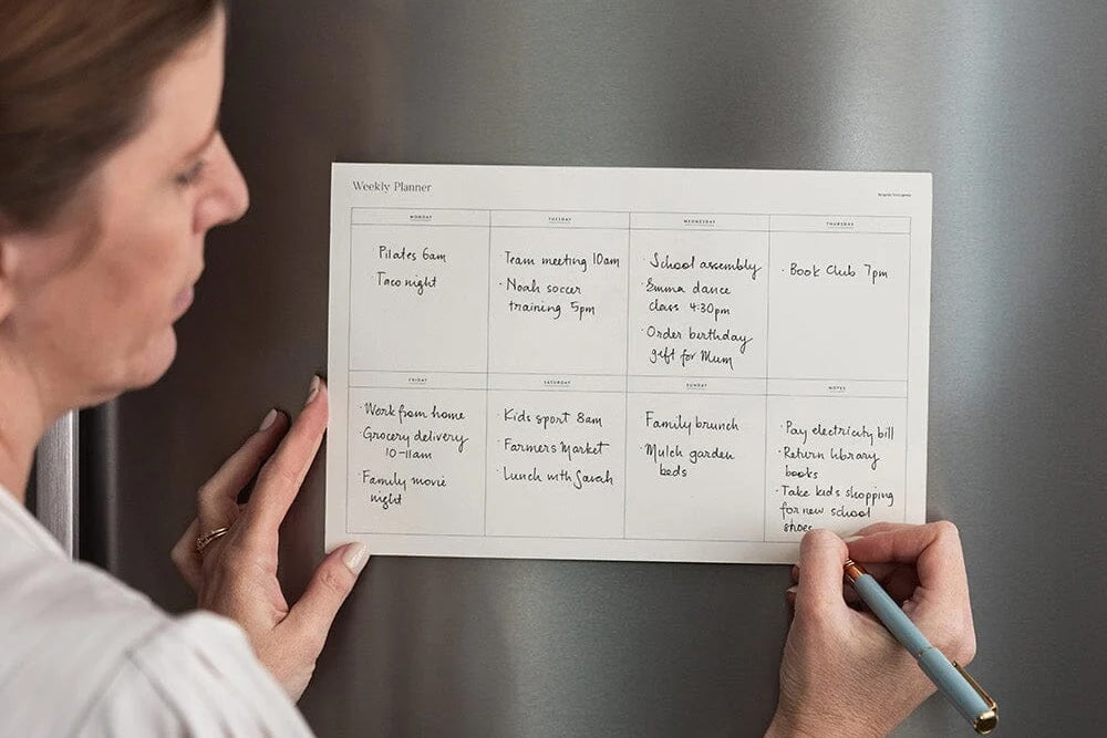 Bespoke Letterpress Weekly Fridge Magnetic Planner Flywheel Stationery Tasmania