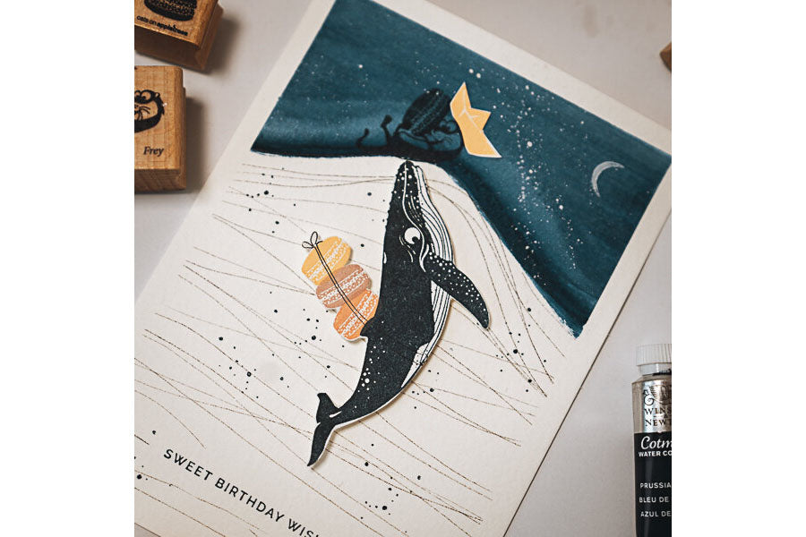 Cats on Appletrees Stamp - Baltilde the Whale Flywheel Stationery Tasmania