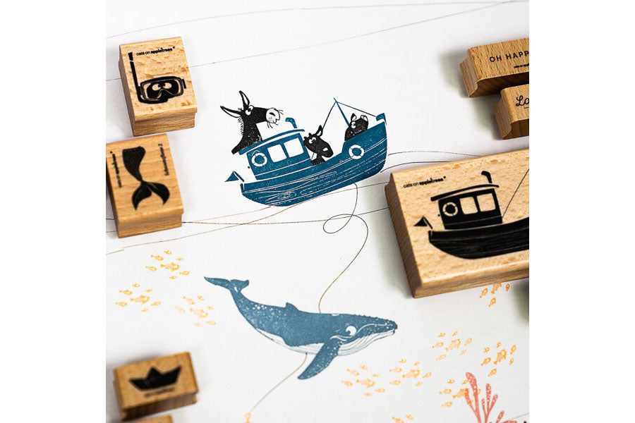 Cats on Appletrees Stamp - Baltilde the Whale Flywheel Stationery Tasmania