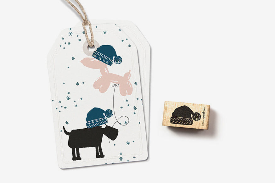 Cats on Appletrees Stamp - Bobble Hat Flywheel Stationery Tasmania