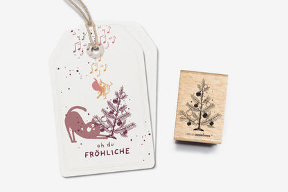 Cats on Appletrees Stamp - Christmas Tree Flywheel Stationery Tasmania