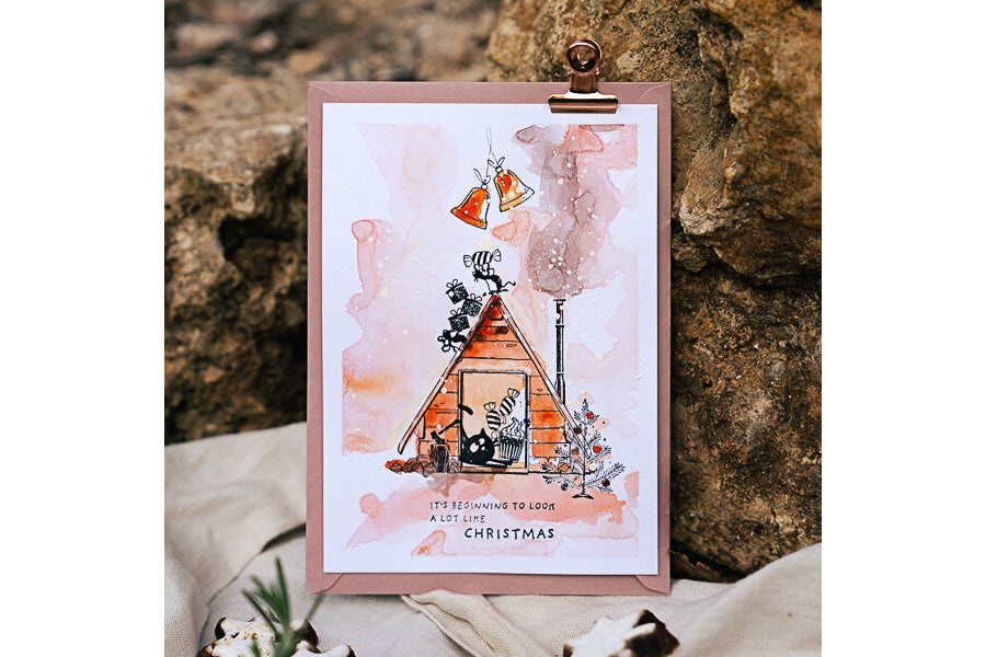 Cats on Appletrees Stamp - Christmas Tree Flywheel Stationery Tasmania