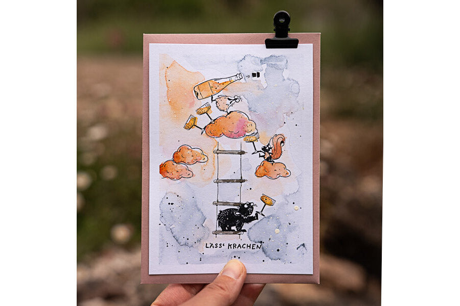 Cats on Appletrees Stamp - Cloud Small