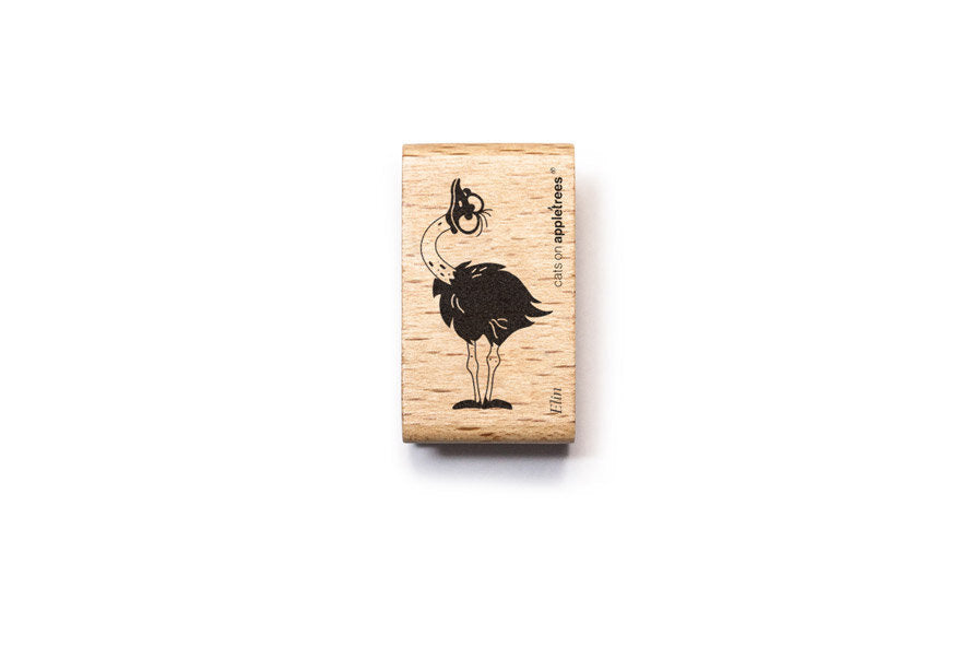 Cats on Appletrees Stamp - Elin the Ostrich Flywheel Stationery Tasmania
