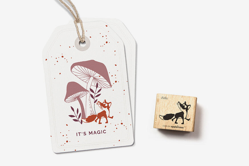 Cats on Appletrees Stamp - Felix the Fox Flywheel Stationery Tasmania
