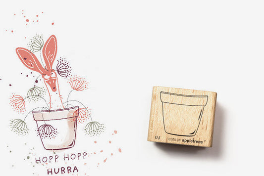 Cats on Appletrees Stamp - Flower Pot