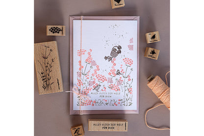 Cats on Appletrees Stamp - Flower Stalks Flywheel Stationery Tasmania