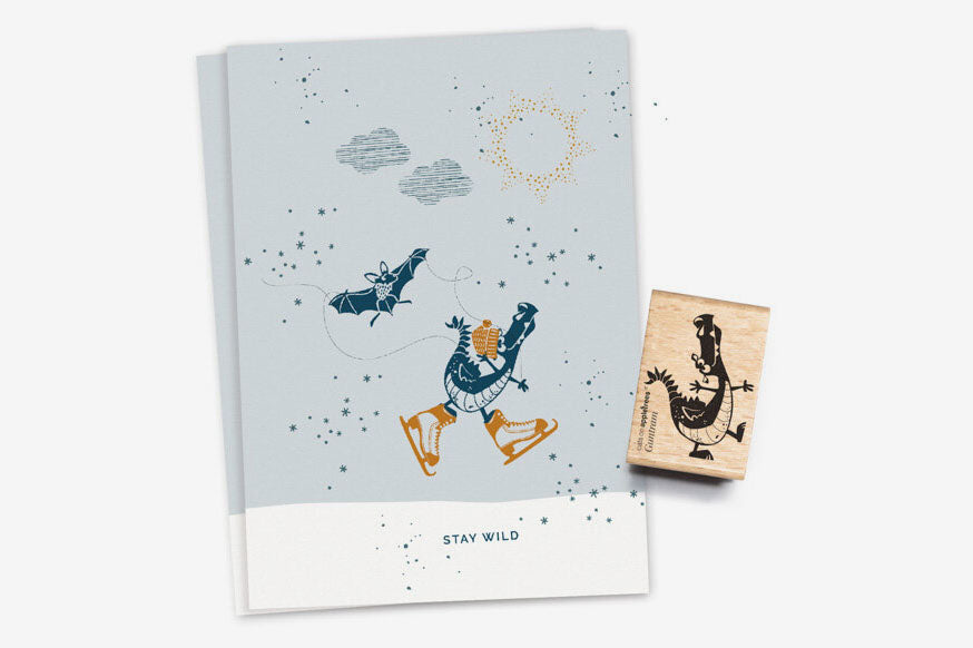 Cats on Appletrees Stamp - Guntram the Dragon Flywheel Stationery Tasmania