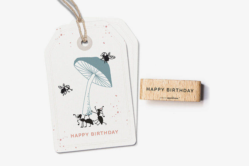Cats on Appletrees Stamp - Happy Birthday Flywheel Stationery Tasmania