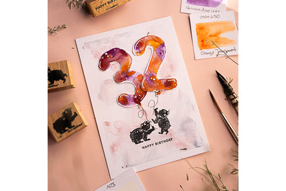 Cats on Appletrees Stamp - Happy Birthday Flywheel Stationery Tasmania