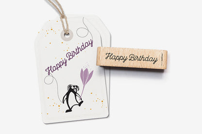 Cats on Appletrees Stamp - Happy Birthday Script