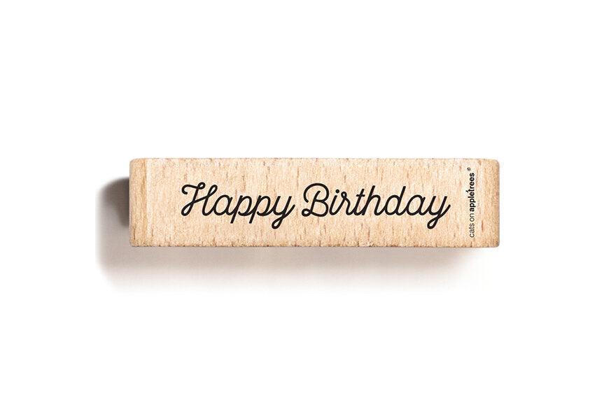 Cats on Appletrees Stamp - Happy Birthday Script