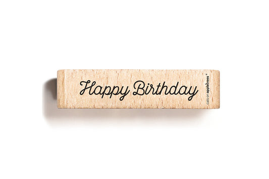 Cats on Appletrees Stamp - Happy Birthday Script