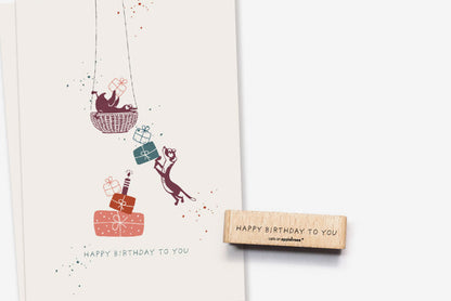 Cats on Appletrees Stamp - Happy Birthday to You Flywheel Stationery Tasmania