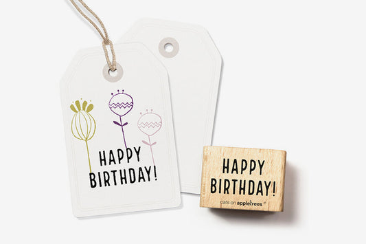 Cats on Appletrees Stamp - Happy Birthday!