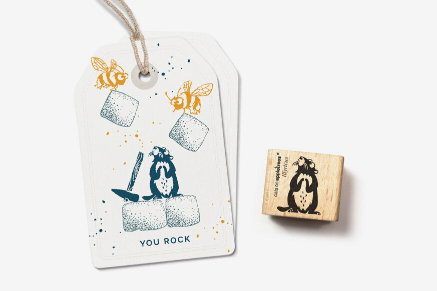 Cats on Appletrees Stamp - Illyricus the Marmot Flywheel Stationery Tasmania