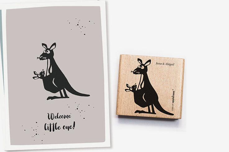 Cats on Appletrees Stamp - Juna & Abigail the Kangaroos Flywheel Stationery Tasmania