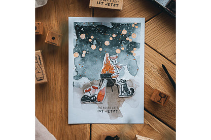 Cats on Appletrees Mini Stamp - Champagne Coupe Flywheel Stationery Tasmania