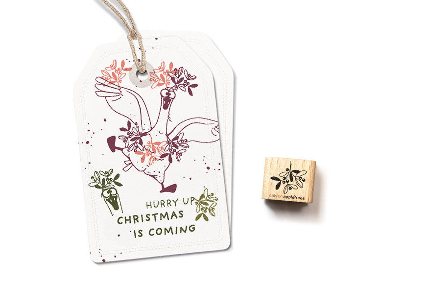Cats on Appletrees Mini Stamp - Mistletoe Flywheel Stationery Tasmania