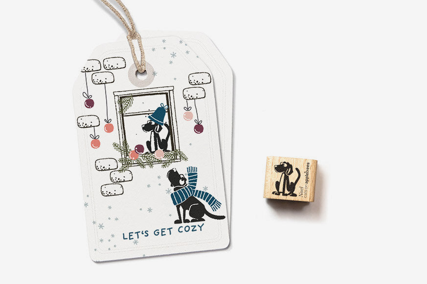 Cats on Appletrees Mini Stamp - Noel the Dog Flywheel Stationery Tasmania