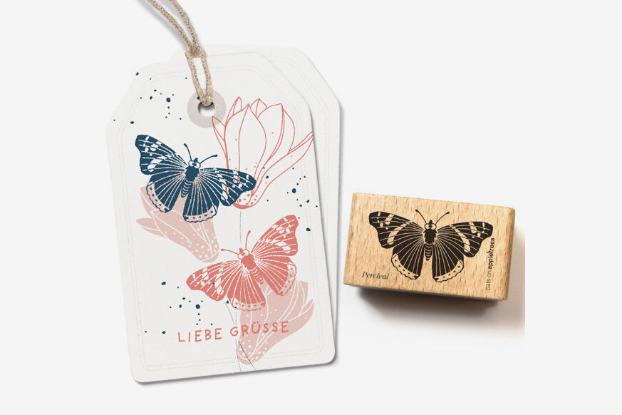 Cats on Appletrees Stamp - Percival the Butterfly Flywheel Stationery Tasmania