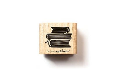 Cats on Appletrees Stamp - Pile of Books Flywheel Stationery Tasmania