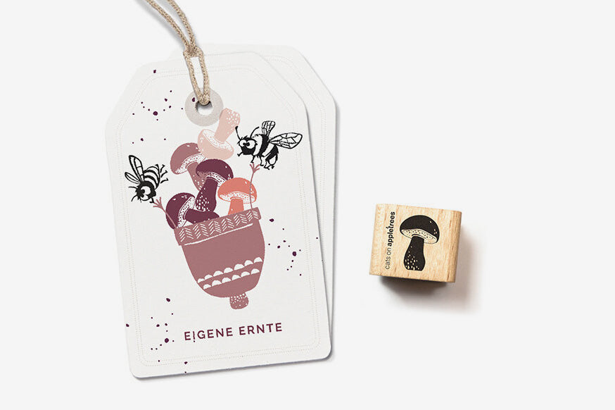 Cats on Appletrees Stamp - Porcini Mushroom Flywheel Stationery Tasmania