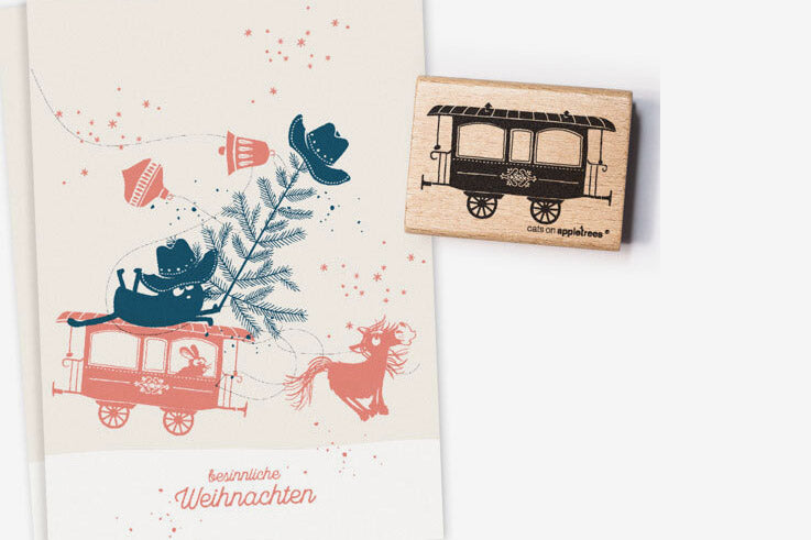 Cats on Appletrees Stamp - Railway Wagon Flywheel Stationery Tasmania