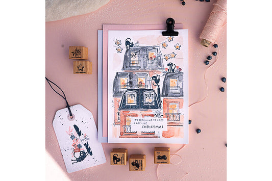 Cats on Appletrees Stamp - Roof