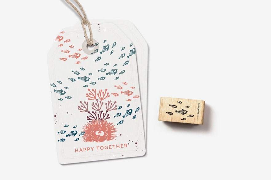 Cats on Appletrees Stamp - School of Fish Flywheel Stationery Tasmania