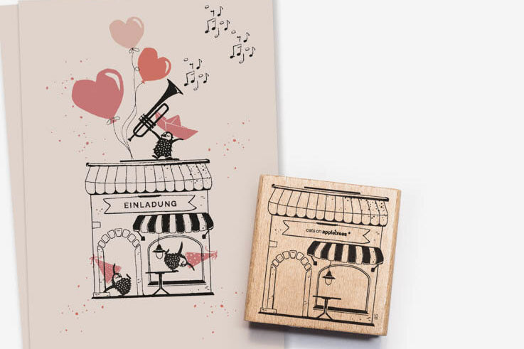 Cats on Appletrees Stamp - Shop Flywheel Stationery Tasmania